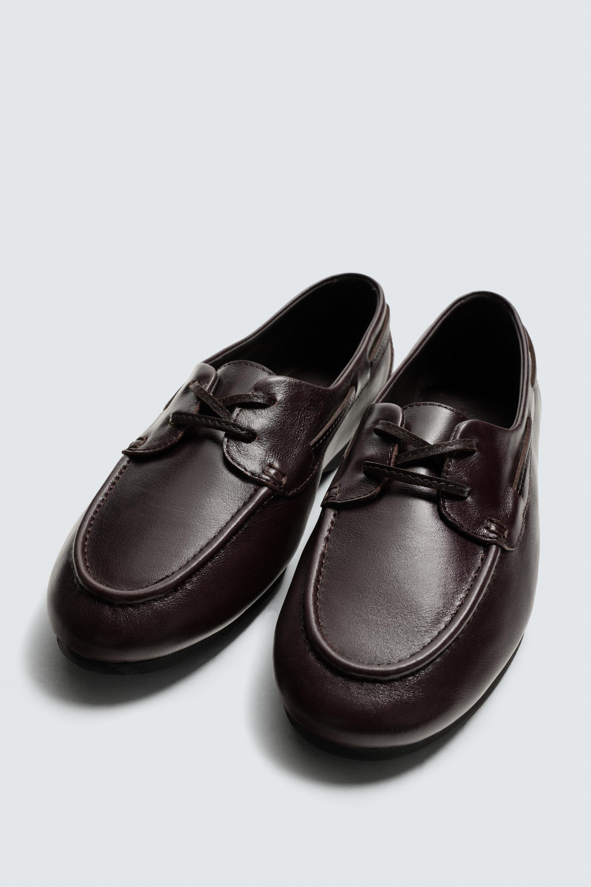 LEATHER BOAT SHOES WITH VIBRAM® SOLE AARON LEVINE X ZARA